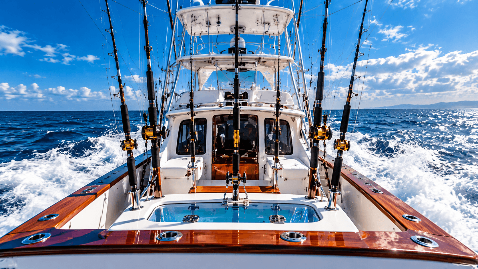 Embarcación de pesca deportiva tipo express equipada para navegación en alta mar